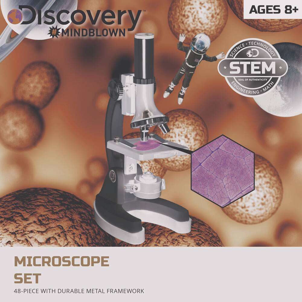 Discovery Mindblown Kids STEM Microscope Set with Durable Metal Framework,, English, Ages 8+, 48-pc