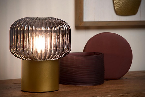 Lampe de table JANY en verre avec 1xE14 - Or Mat / Laiton - Lucide