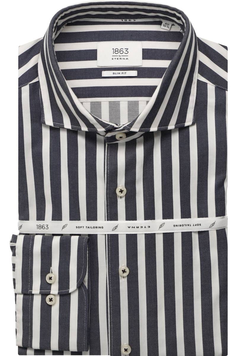 ETERNA 1863 Slim Fit Hemd dunkelblau, Gestreift
