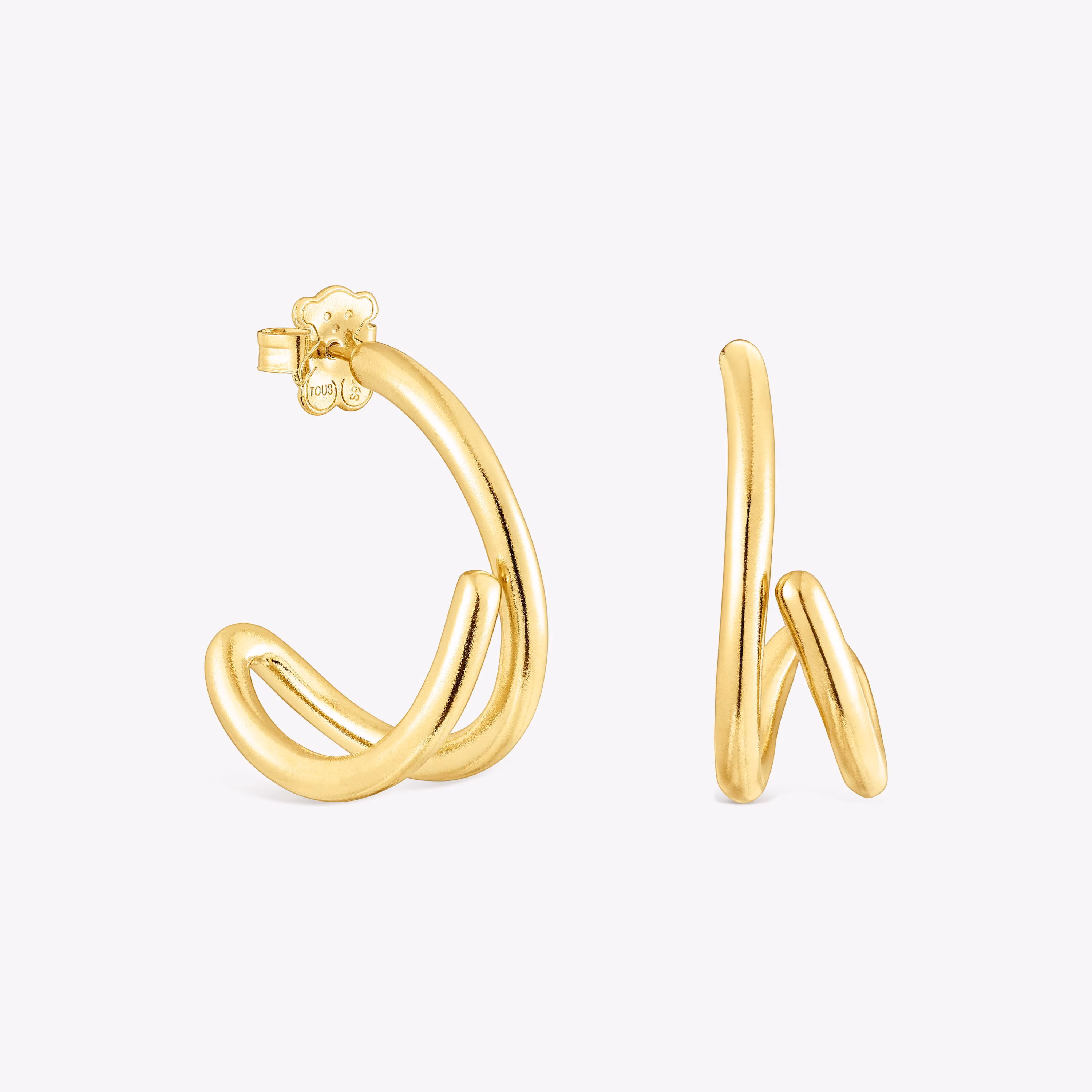 Pendientes aro con baño de oro 18 kt sobre plata Bent