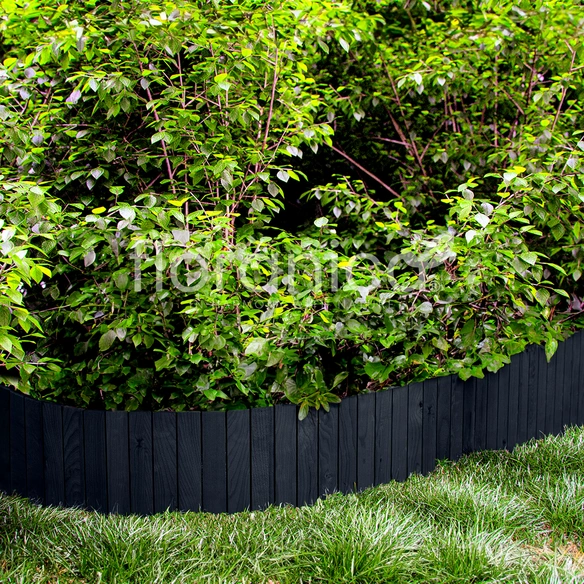 Beeteinfassung, Rollborder II Gartenzaun 200x40 cm Anthrazit Kiefernholz Rollzaun