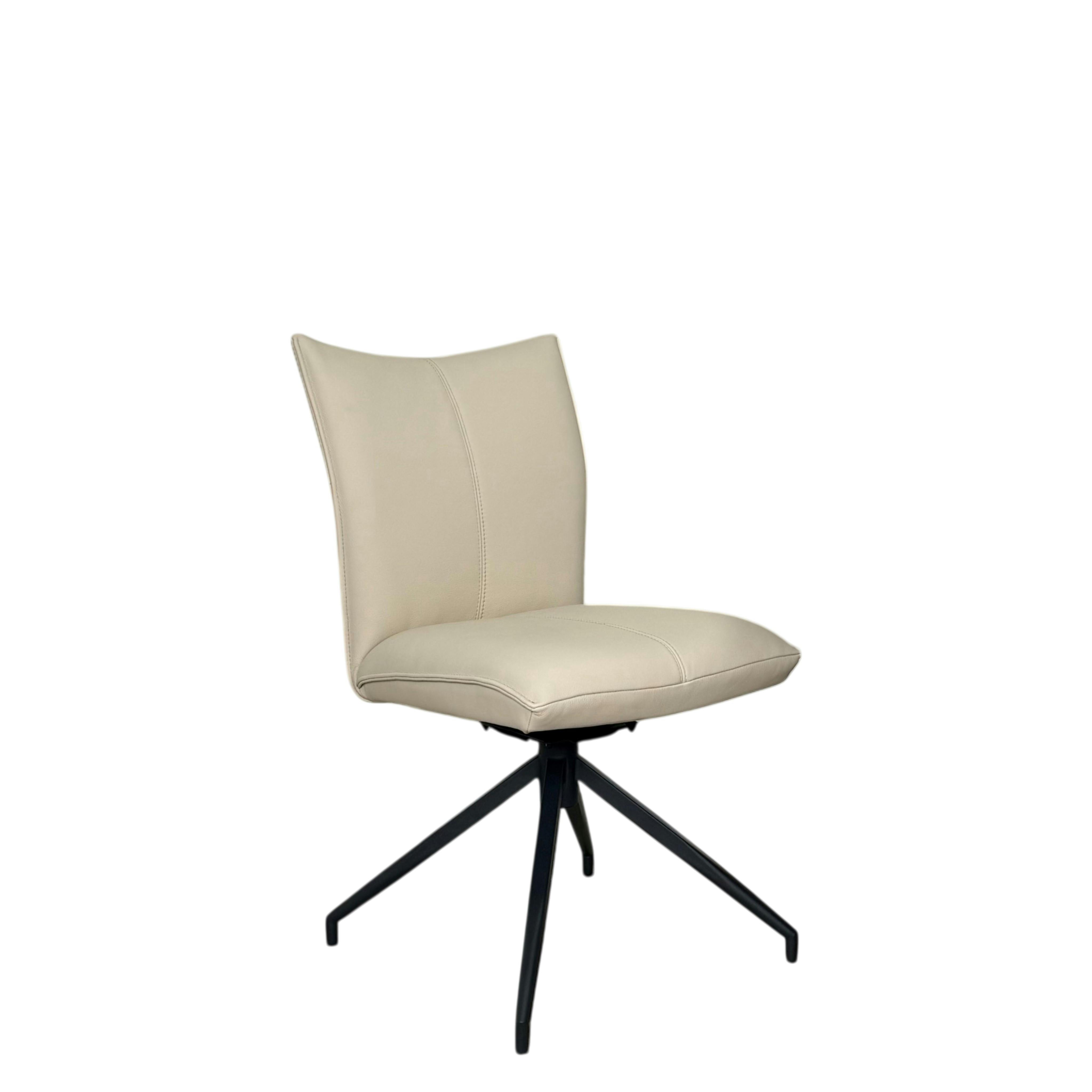 Chaise pivotante en cuir ivoire (lot de 2) LOMBARDIE