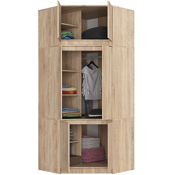 Armoire d'angle avec surmeuble AKORD S100 Chêne Sonoma 100 cm 6 portes 100x50x235 cm