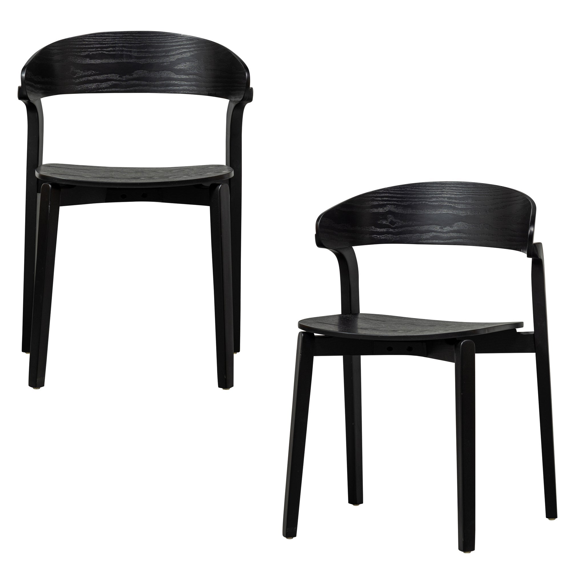 WOOOD eetkamerstoelen Cras - Hout - Zwart - Set van 2