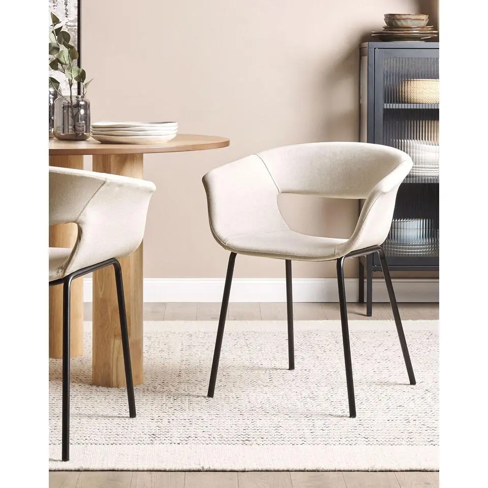 ELMA - Eetkamerstoelen set van 2 - Beige - Polyester