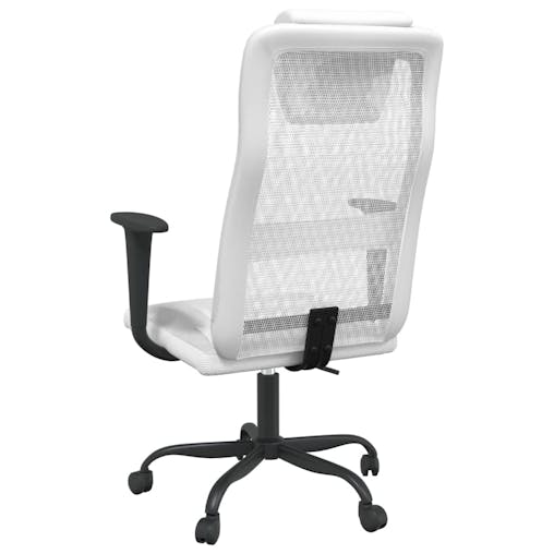 NNEVL Office Chair White Mesh Fabric and Faux Leather