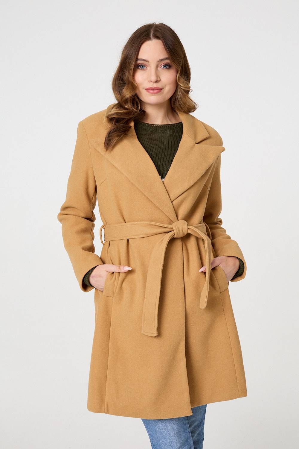 Izabel London Tie Waist Longline Trench Coat