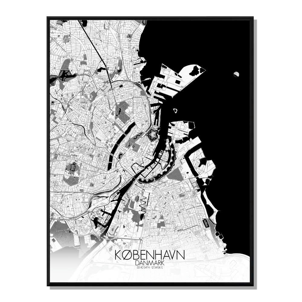 - Affiche Copenhague Carte N&B 40x50