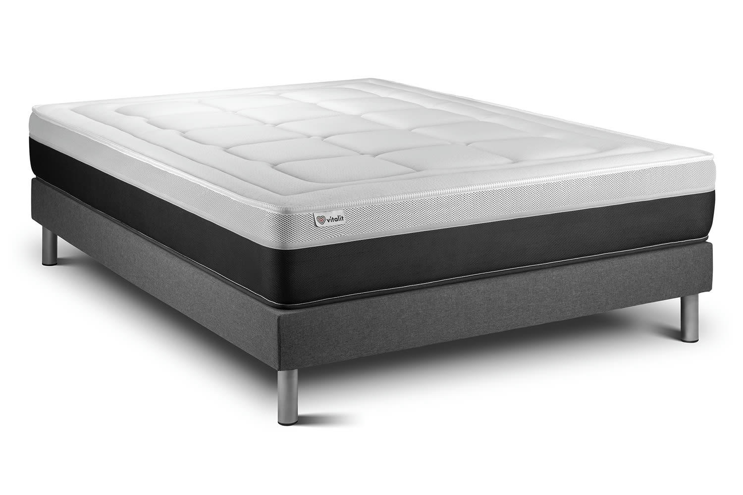 VITAL FORM - Ensemble Ressorts  et Mémoire de forme 160x200cm kit Gris