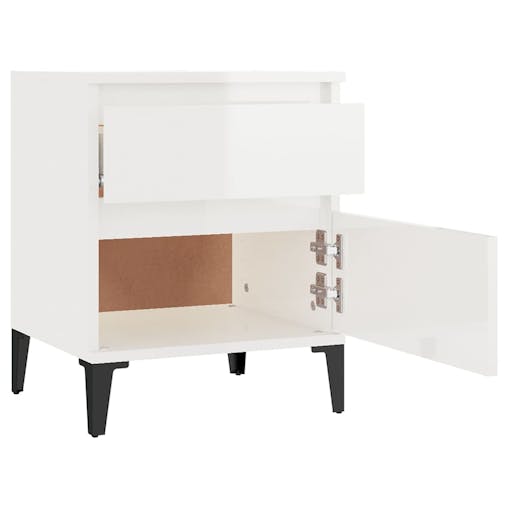 NNEVL Bedside Cabinets 2 pcs High Gloss White 40x35x50 cm