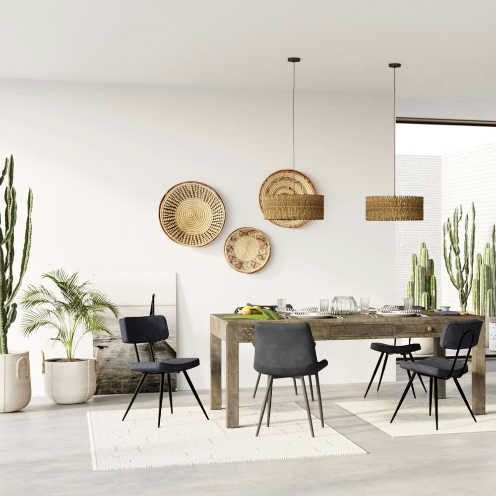 TEXAS - Chaise en cuir synthétique gris / noir (lot de 2)