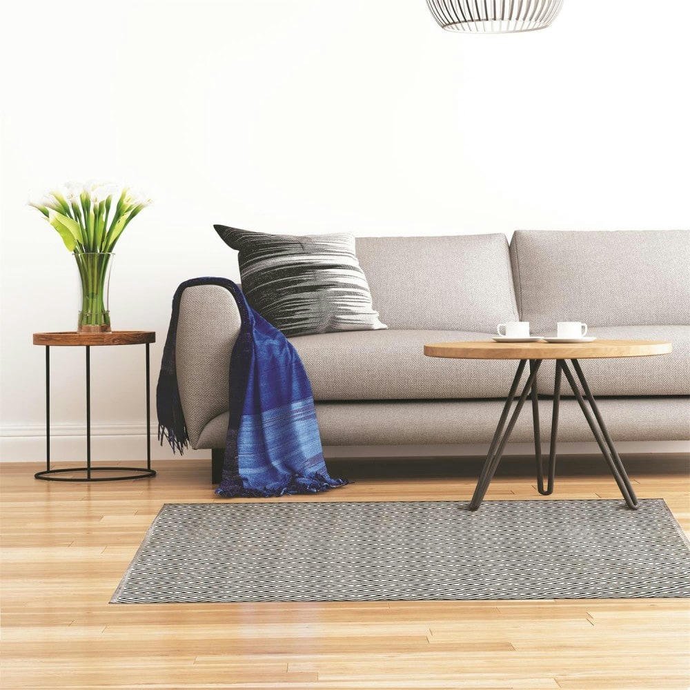 - Tapis rectangle losanges noir blanc 120x170cm