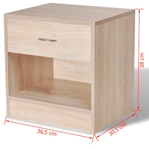 NNEVL Nightstand 2 pcs with Drawer Oak Colour