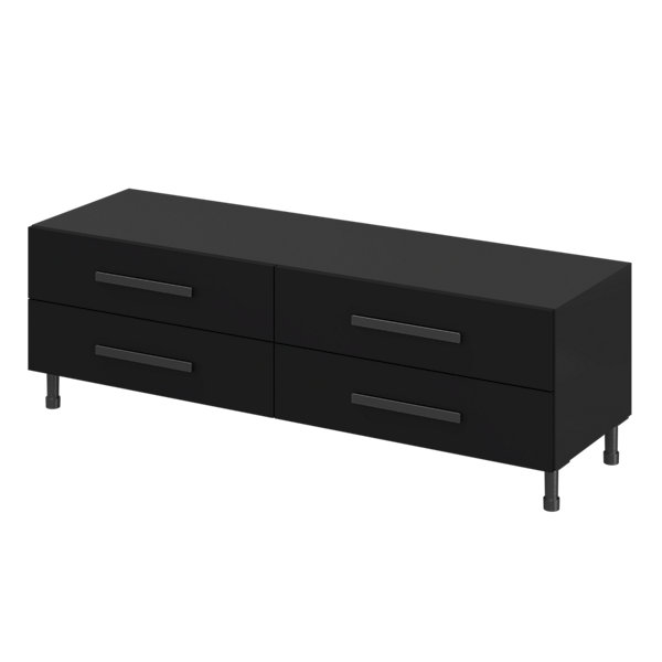 Meuble TV noir avec 4 tiroirs GoodHome Atomia H. 37 x L. 150 x P. 45 cm