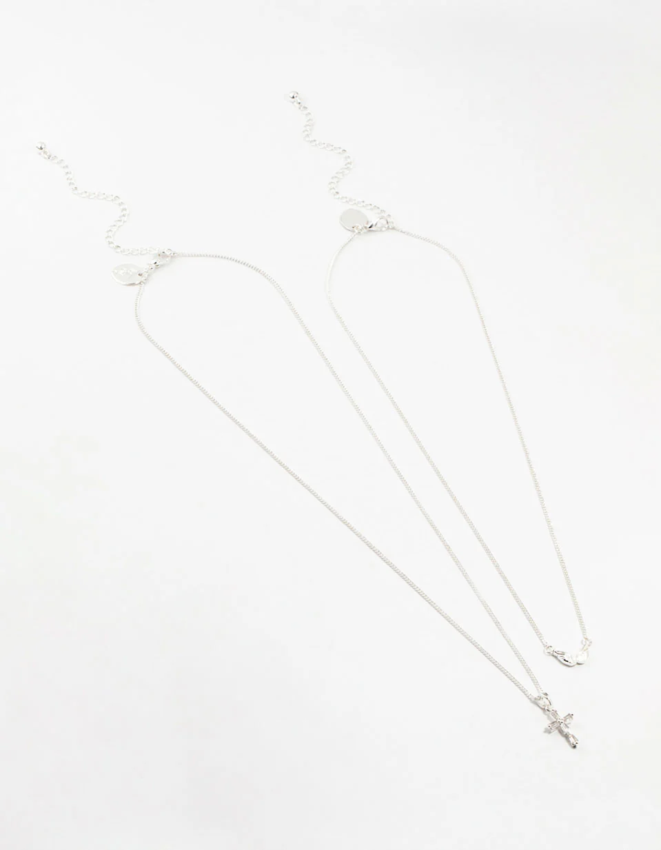 Silver Plated Wing & Diamante Cross Necklace
