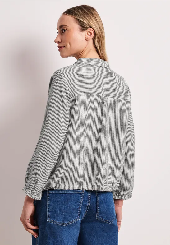 3/4-Arm Hemdbluse aus Leinen mit Streifen