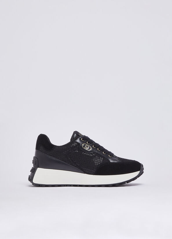 Sneakers in mesh e paillettes
