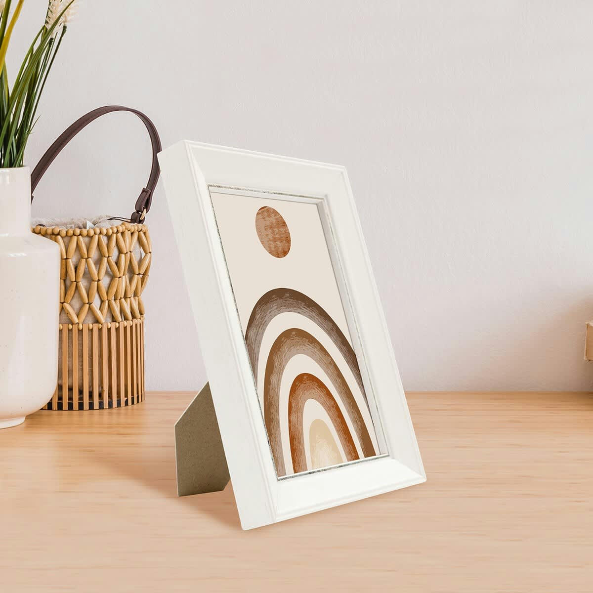 VITTORIA - Cadre photo blanc à la finition argent patiné 10x15 cm bois massif fsc