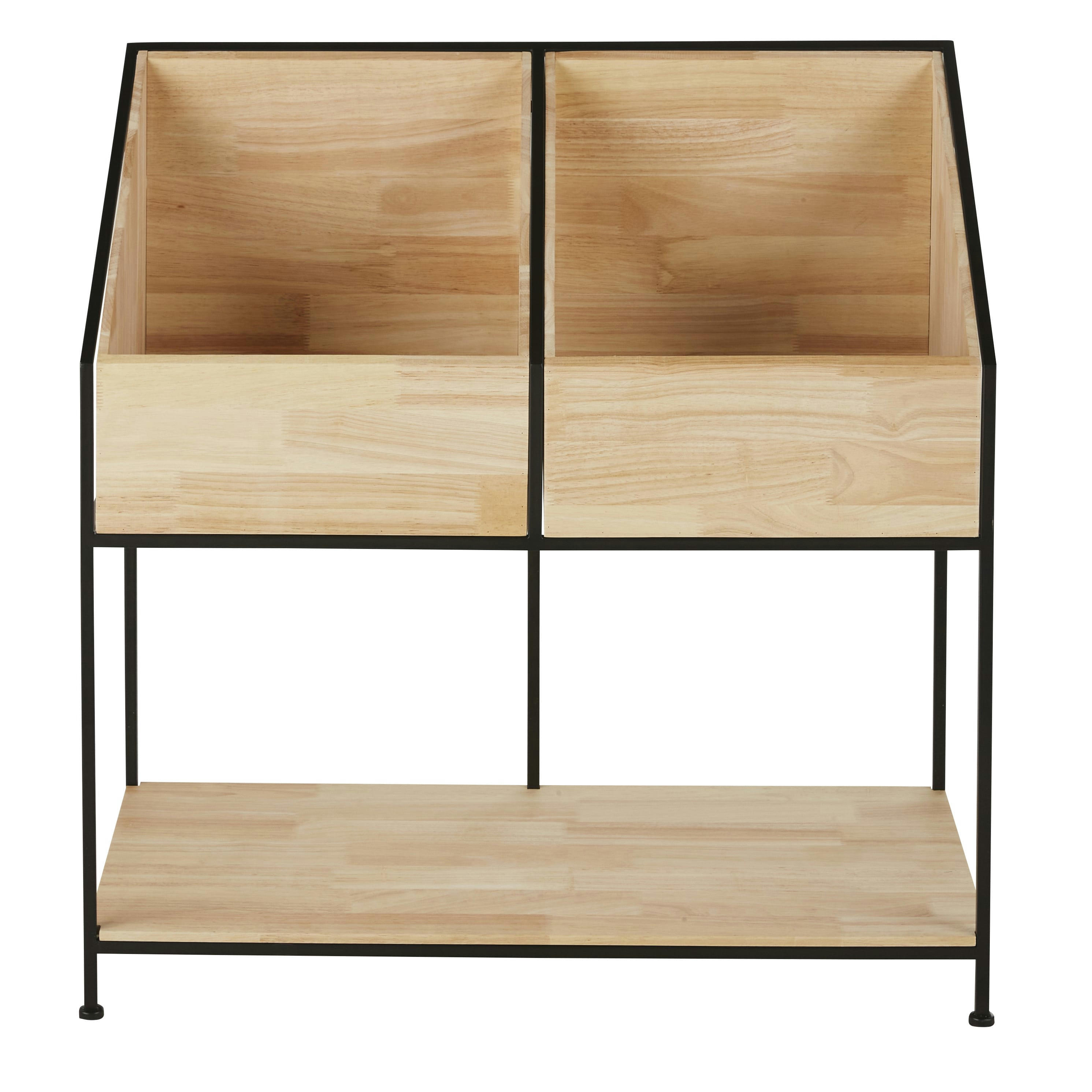 JIMMY - Meuble de rangement vinyle en bois de sapin et fer recyclé noir