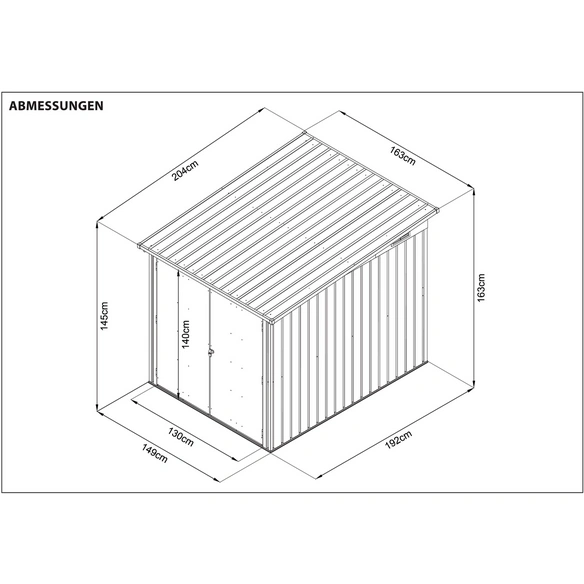 Fahrradgarage, 163 x 163 x 204 cm (BxHxT), 4.800 Liter