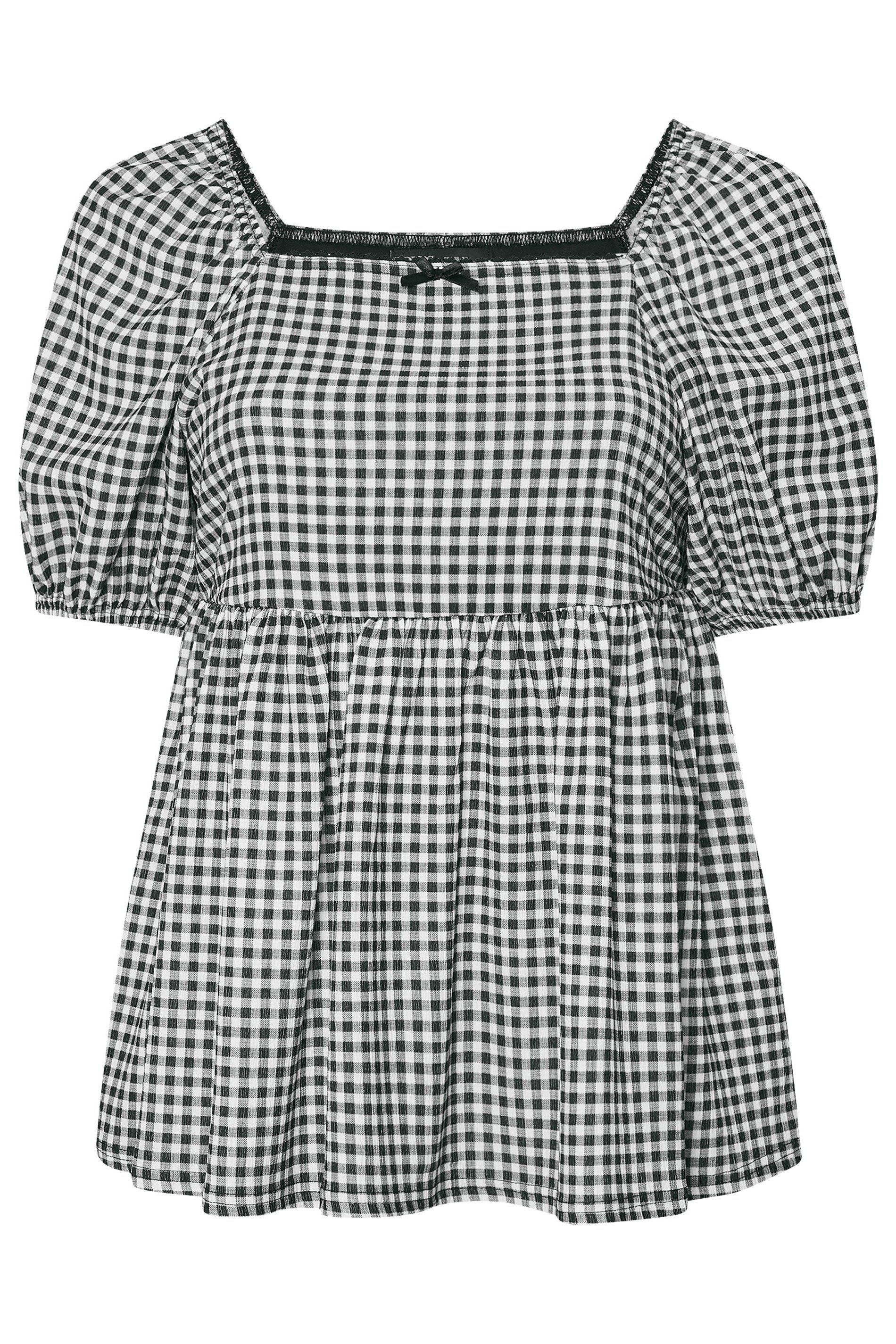 Yours Gingham Bow Front Peplum Top