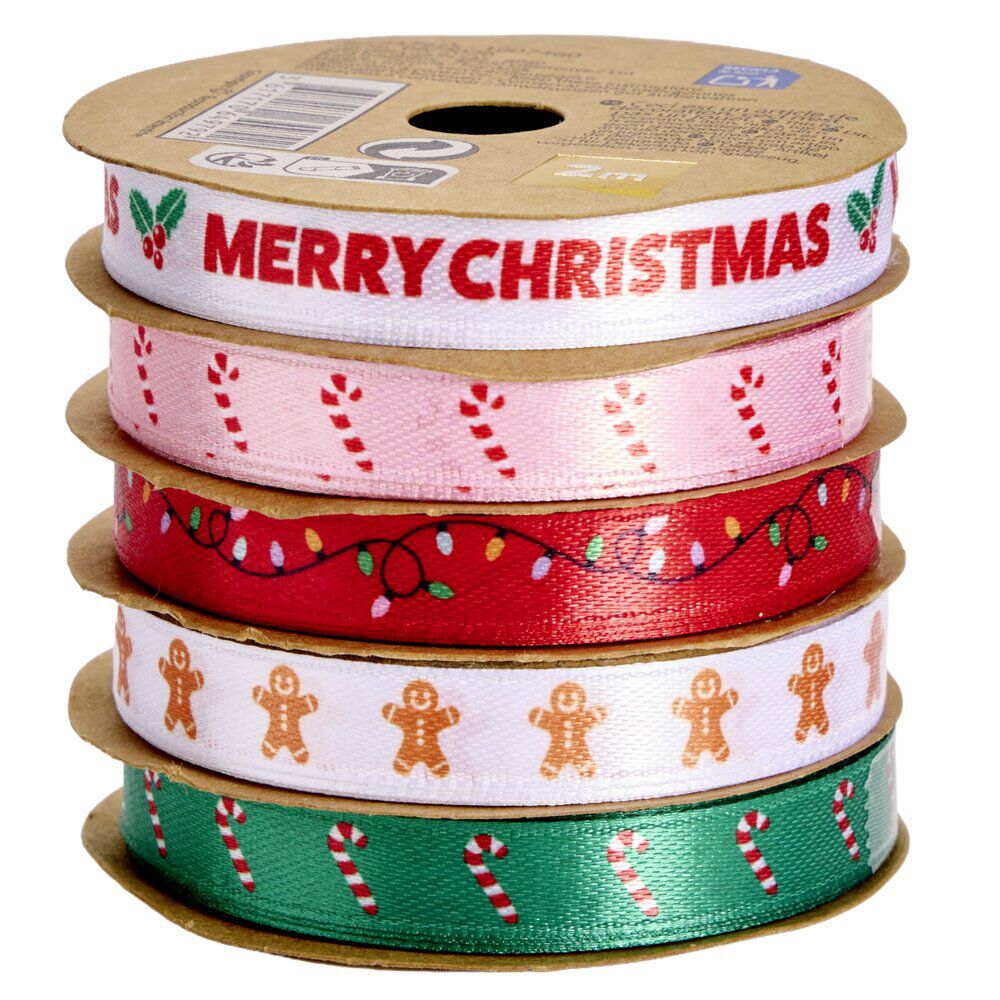 Ruban de No&euml;l x5 motifs Candy L200cm