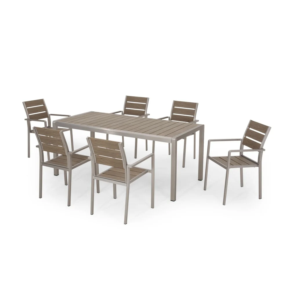 Cape Coral Outdoor 6-seater Aluminum Dining Set by Christopher Knight Home