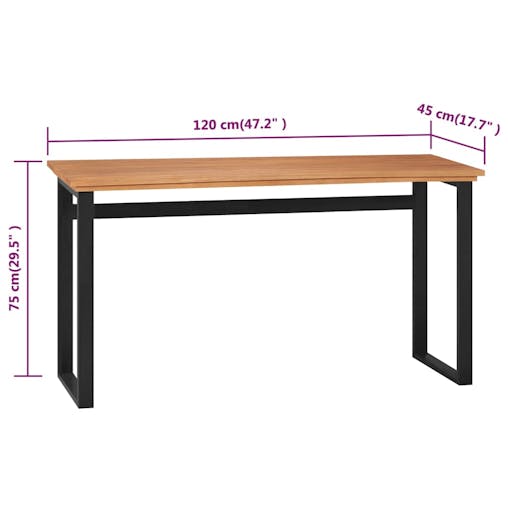 NNEVL Desk 120x45x75 cm Solid Wood Teak
