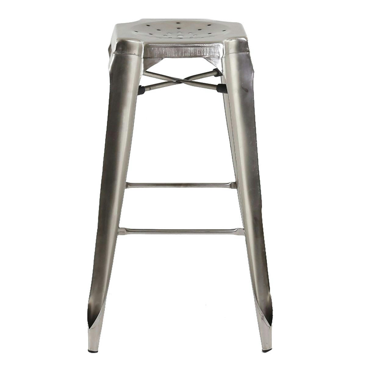 INDUS - Tabouret de bar industriel en métal argenté