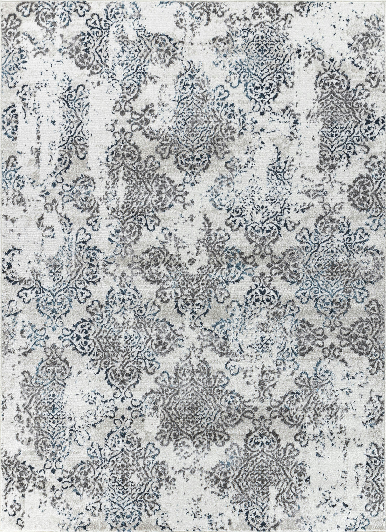 HARU - Tapis Vintage Oriental Blanc/Bleu 200x275