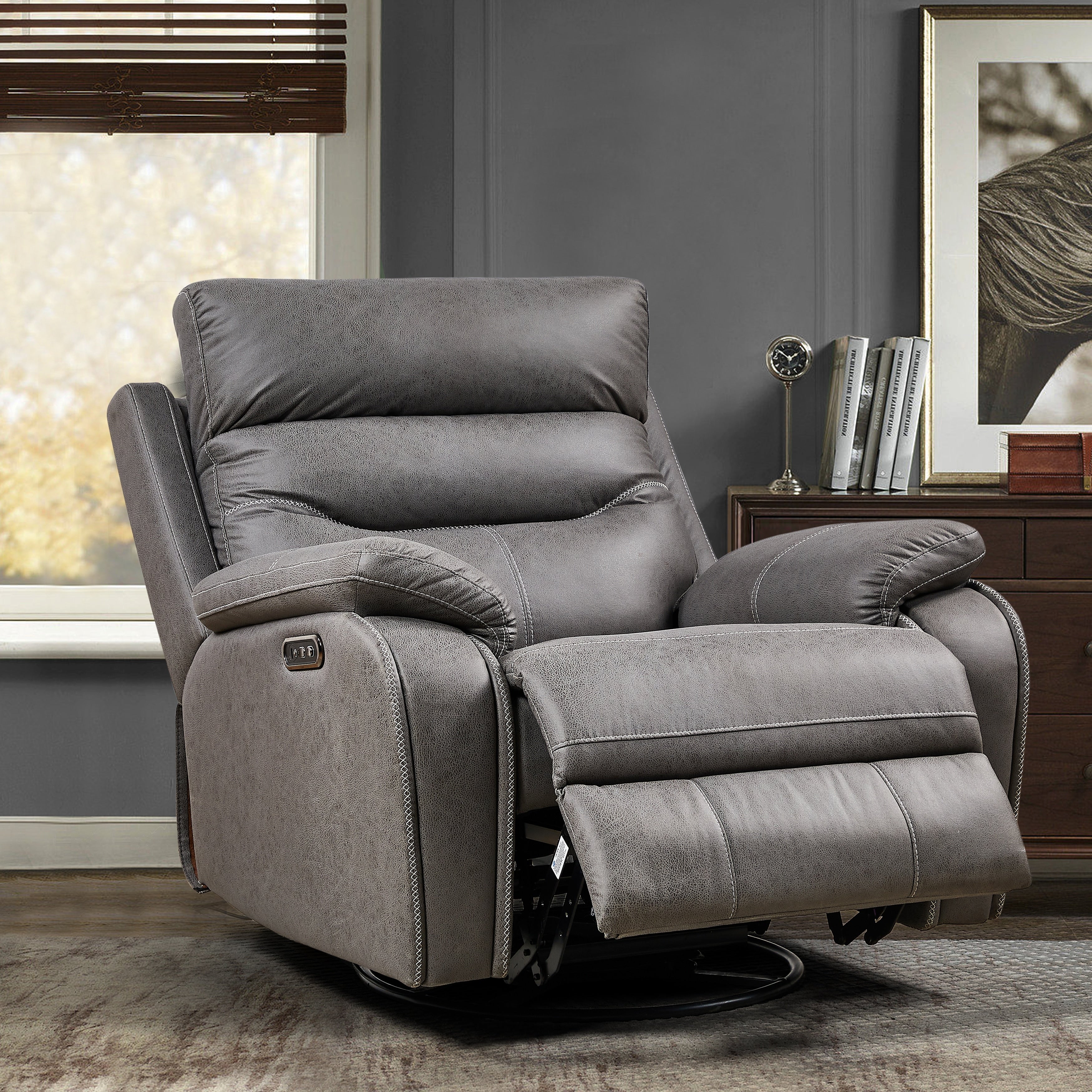 Dual Motor Power Swivel Recliner with 240° Rotation, Adjustable Headrest, USB Charging, Infinite Recline & Footrest