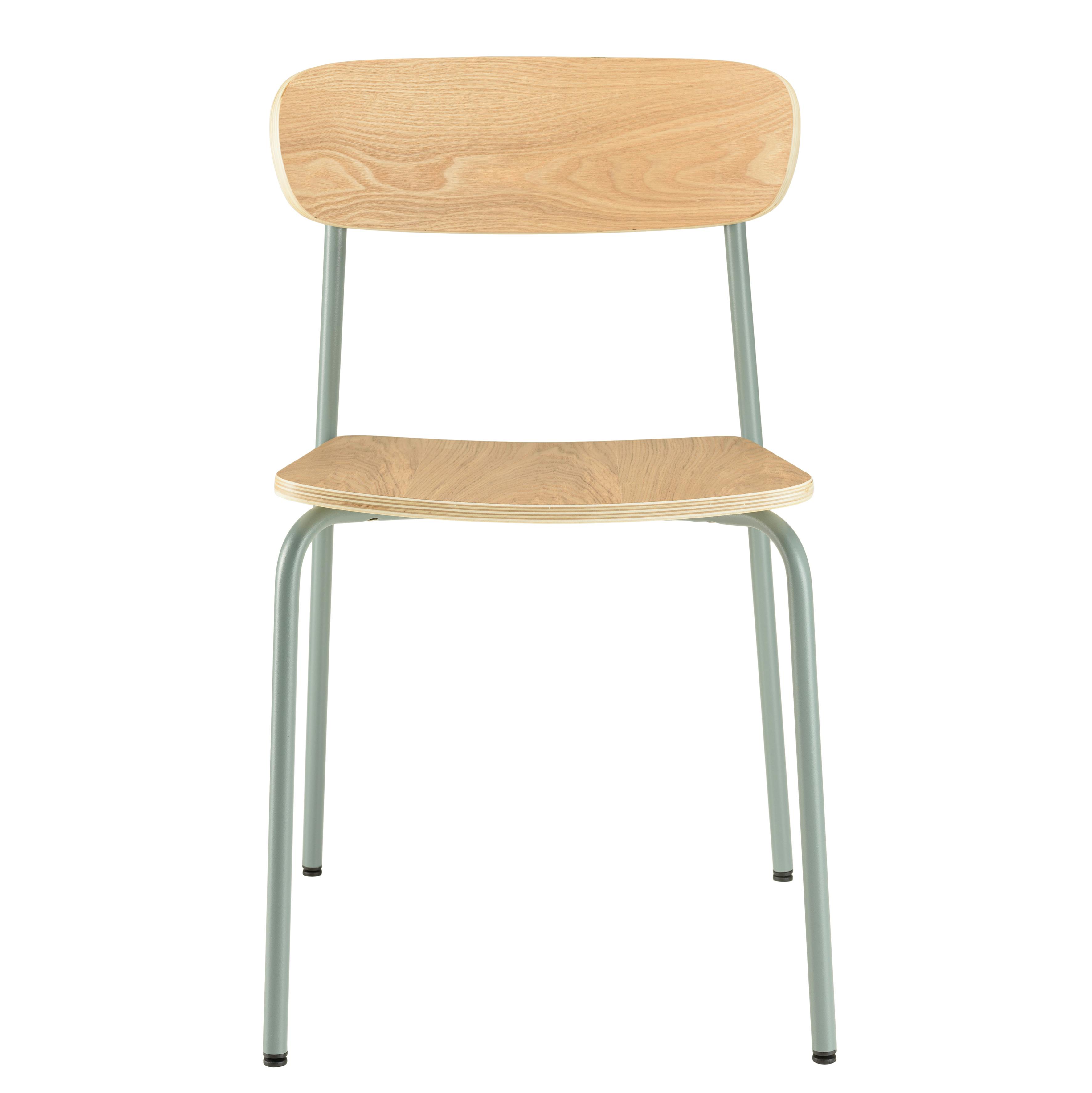 Chaise bois et métal vert pale style écolier (lot de 2) TIM