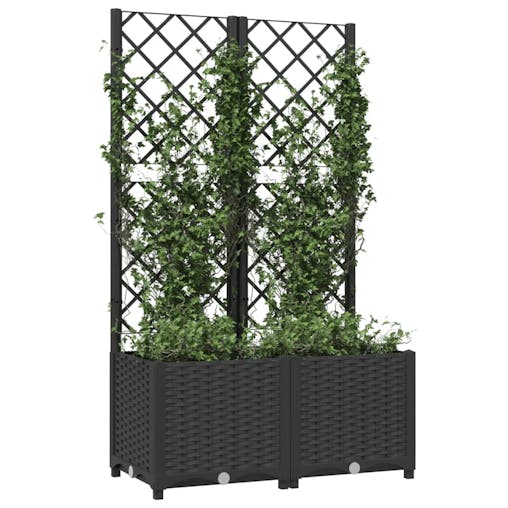 NNEVL Garden Planter with Trellis Black 80x40x136 cm PP