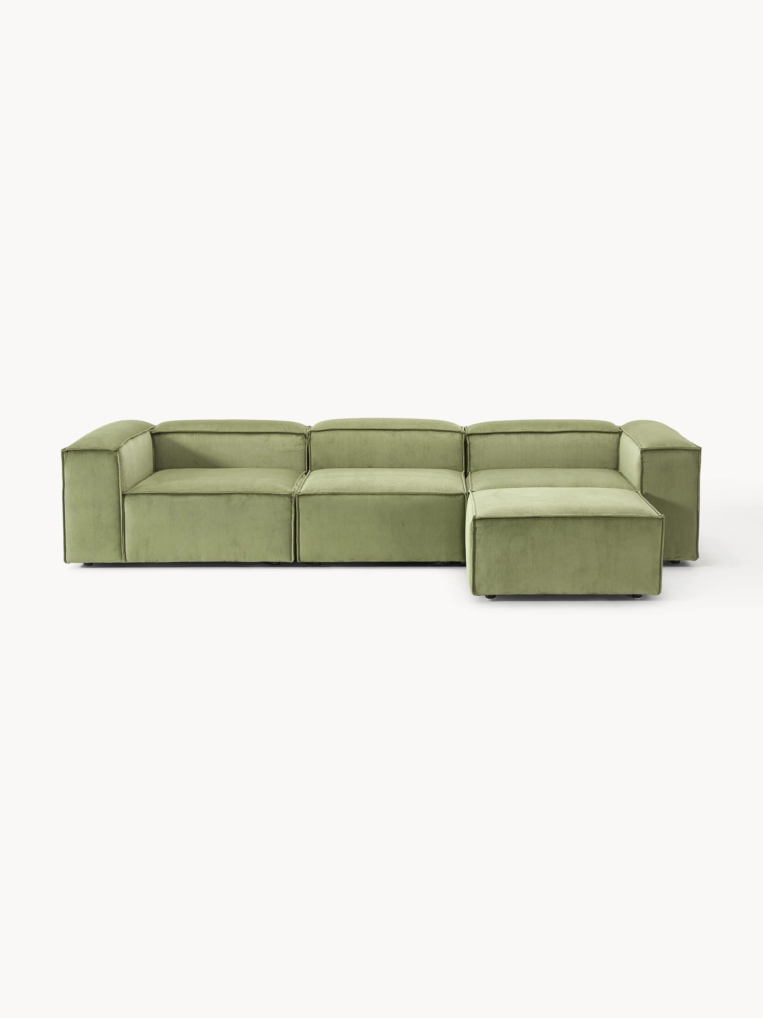Modulares Sofa Lennon (4-Sitzer) aus Cord mit Hocker (links/rechts)