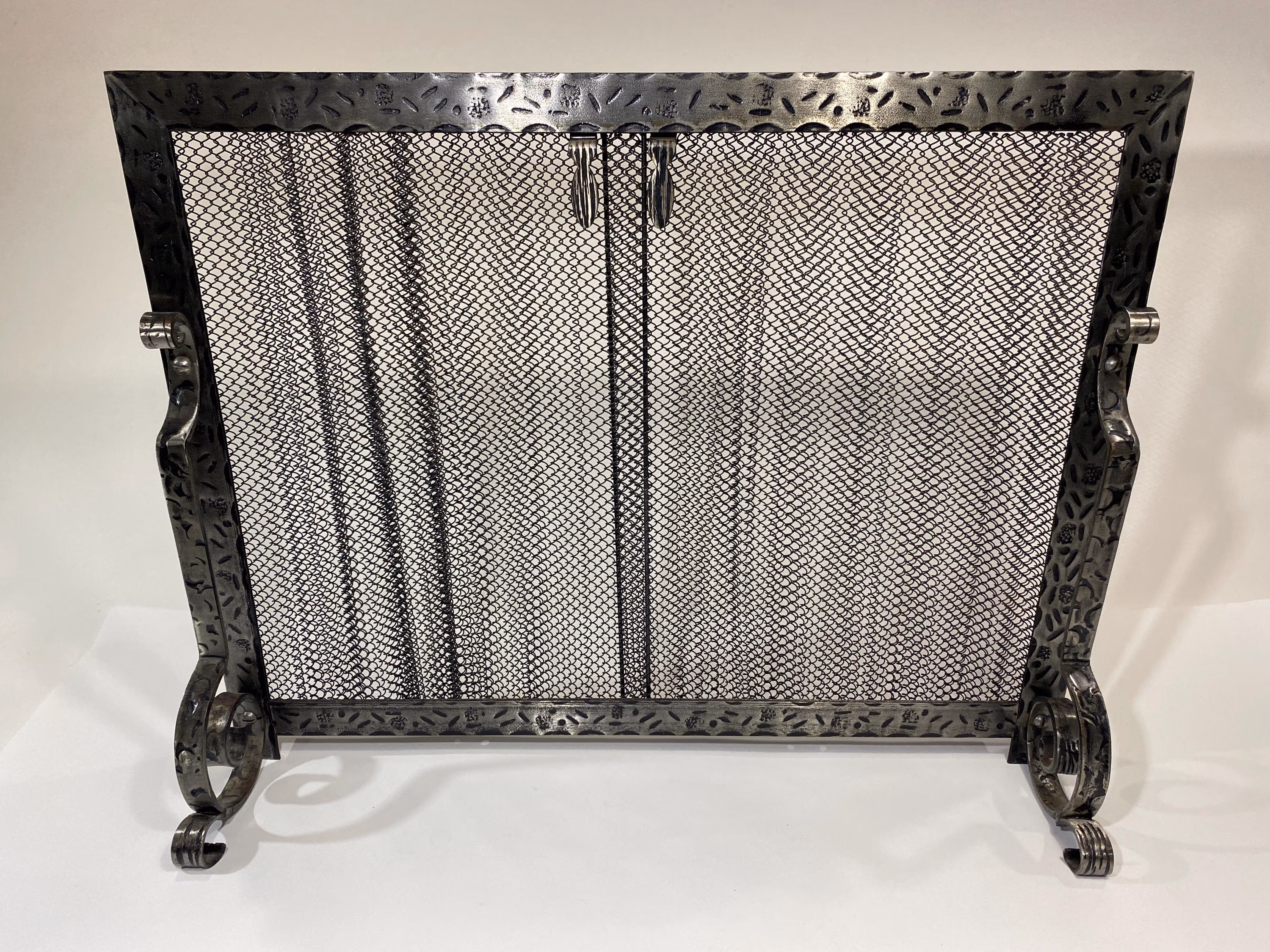 Vintage Fireplace Screen Metal Mesh Decorative Hearth Screen 24 inches Wide