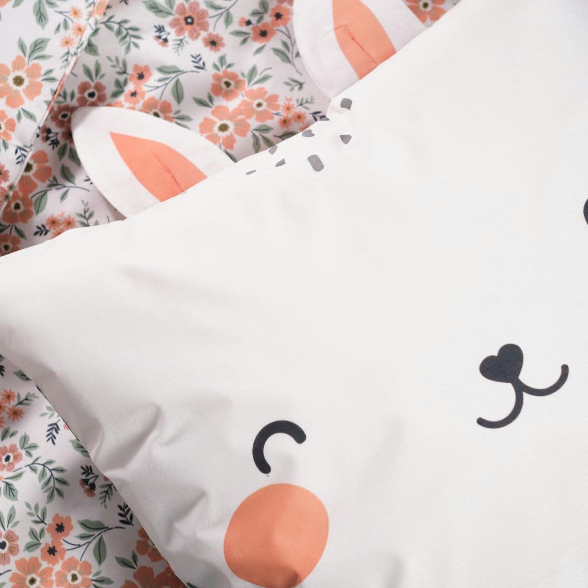 FUNNY LILI - Parure de lit enfant imprimé en coton blanc 140x200