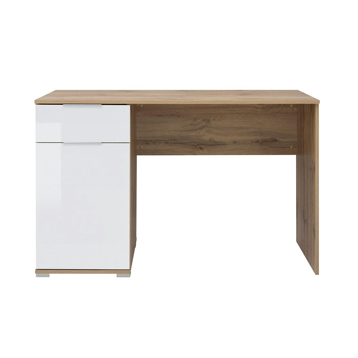 - Bureau 1 porte 1 tiroir blanc et naturel