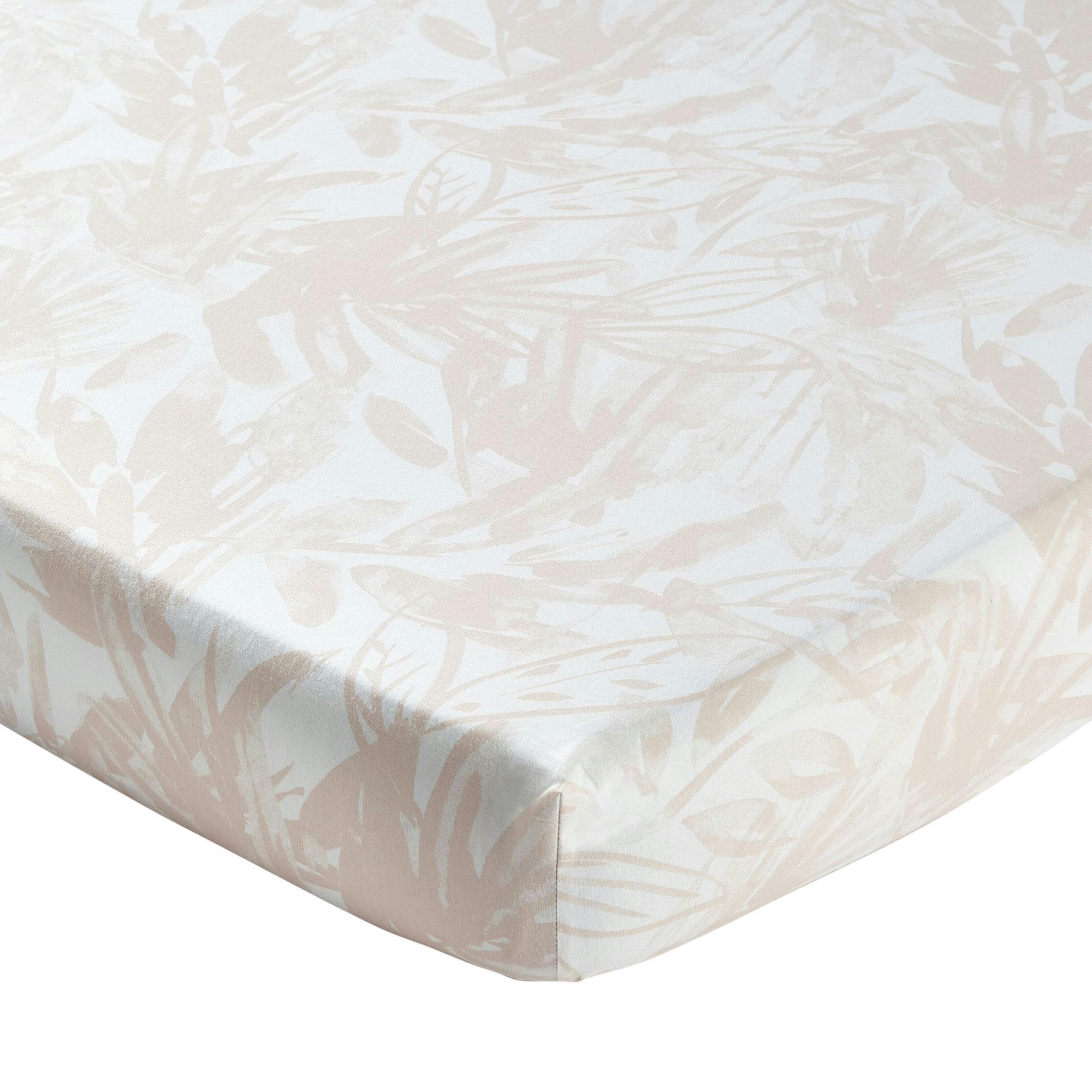 AQUARELLE - Drap-housse 140x190x28 beige rosé en coton