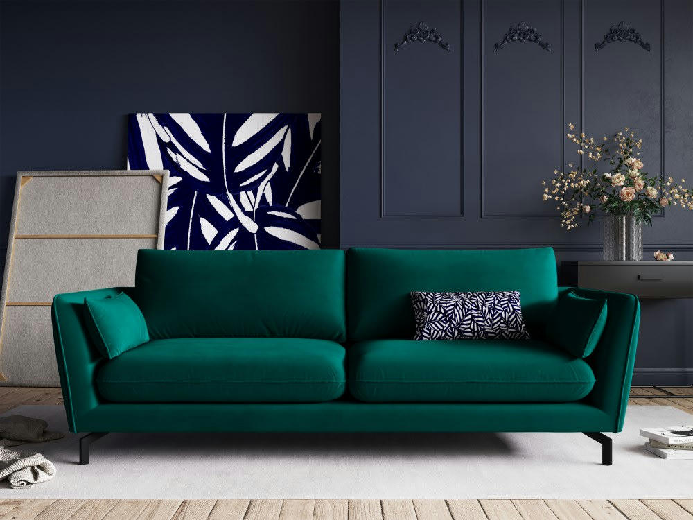 PODIUM - Canapé 3 places en velours pétrole