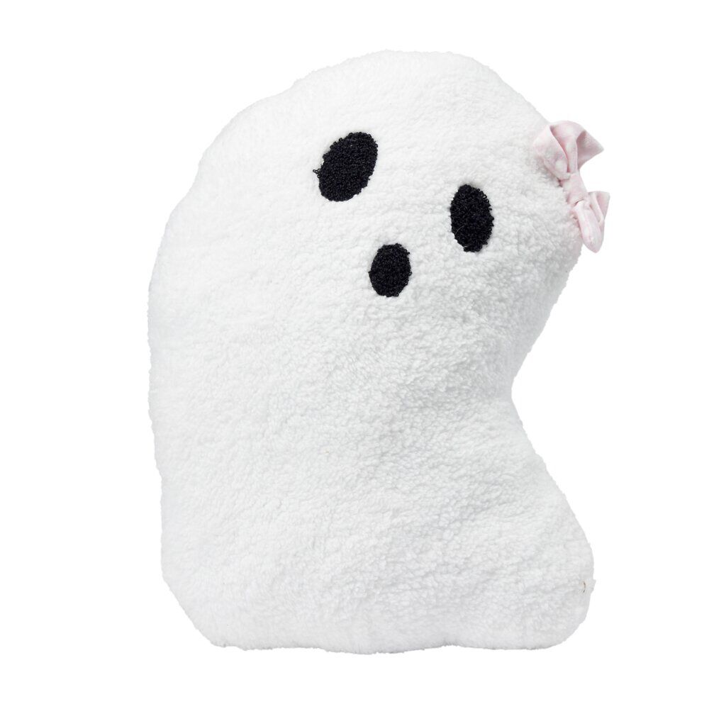Coussin peluche Halloween fantôme mignon polyester blanc 36x23cm