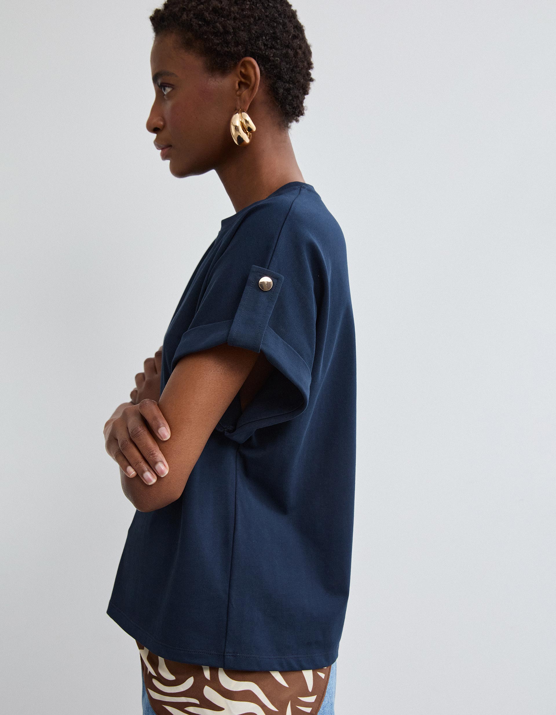 T-shirt, Mulher, Azul Escuro