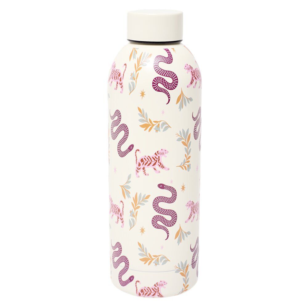 Bouteille isotherme inox 500ml décor tropical ou floral Ø7xH22,5cm (2 modèles)