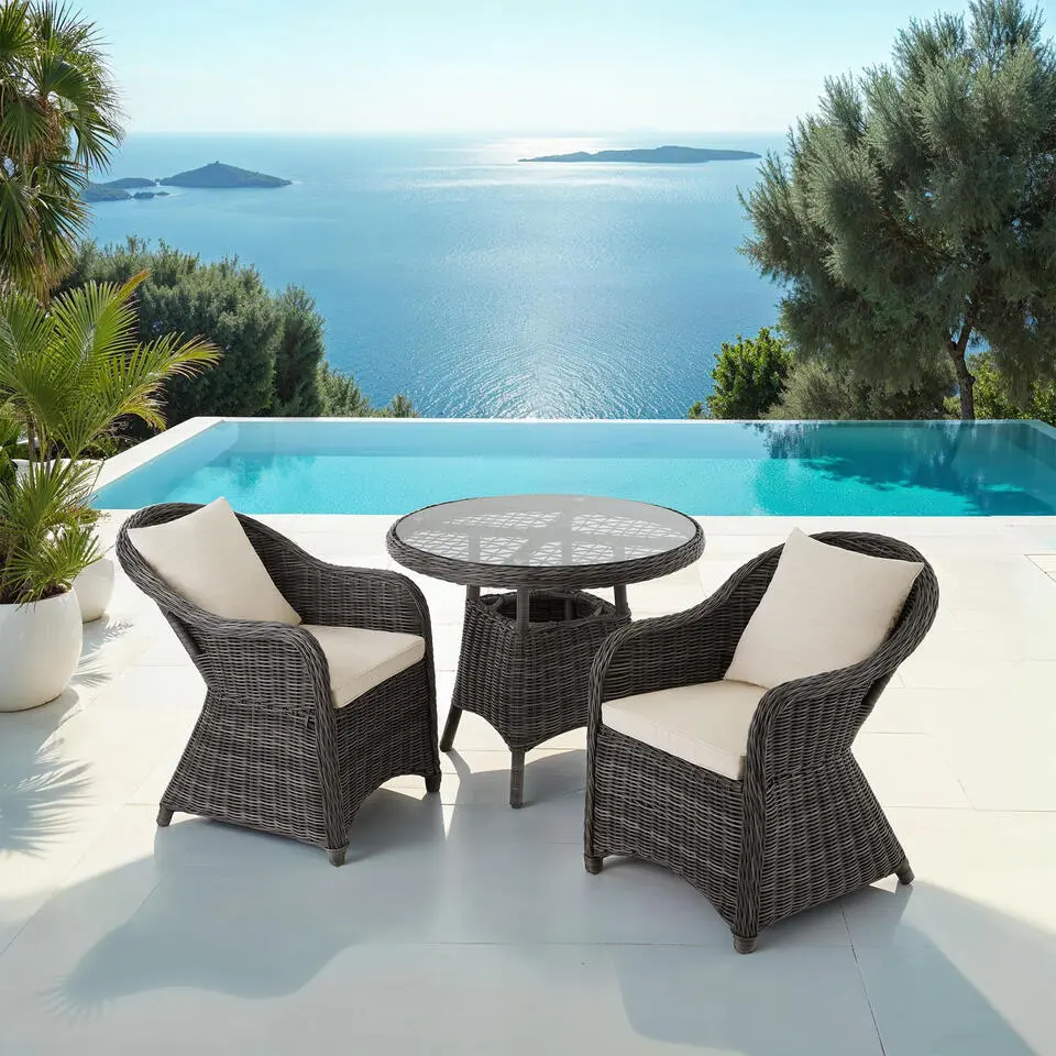 tectake Wicker tuinset Z&uuml;rich 2 1 met aluminium frame - Grijs