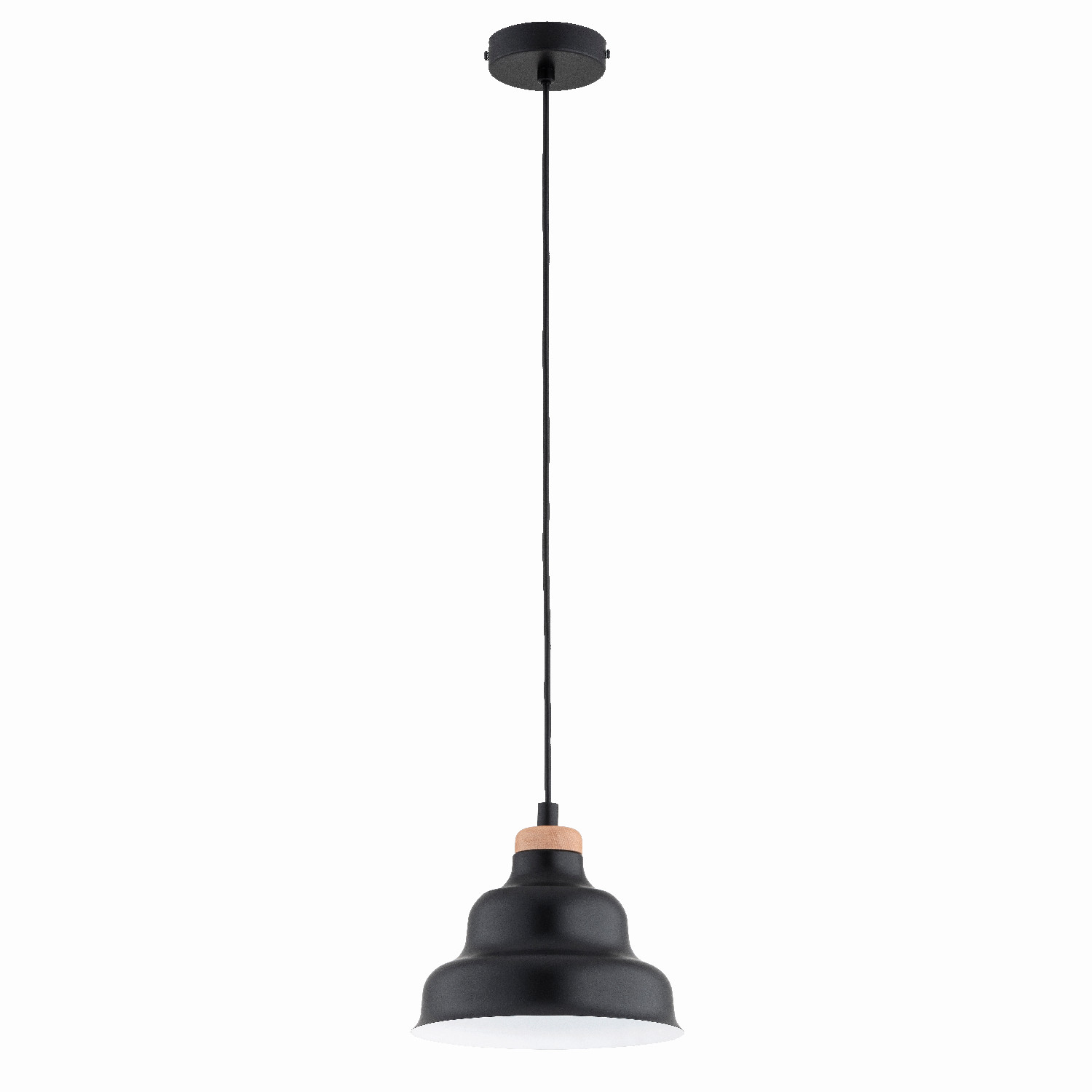 Lampa wisząca BAŁWANEK czarna-jasne drewno-biała 1xE27x15W IP20 Alfa