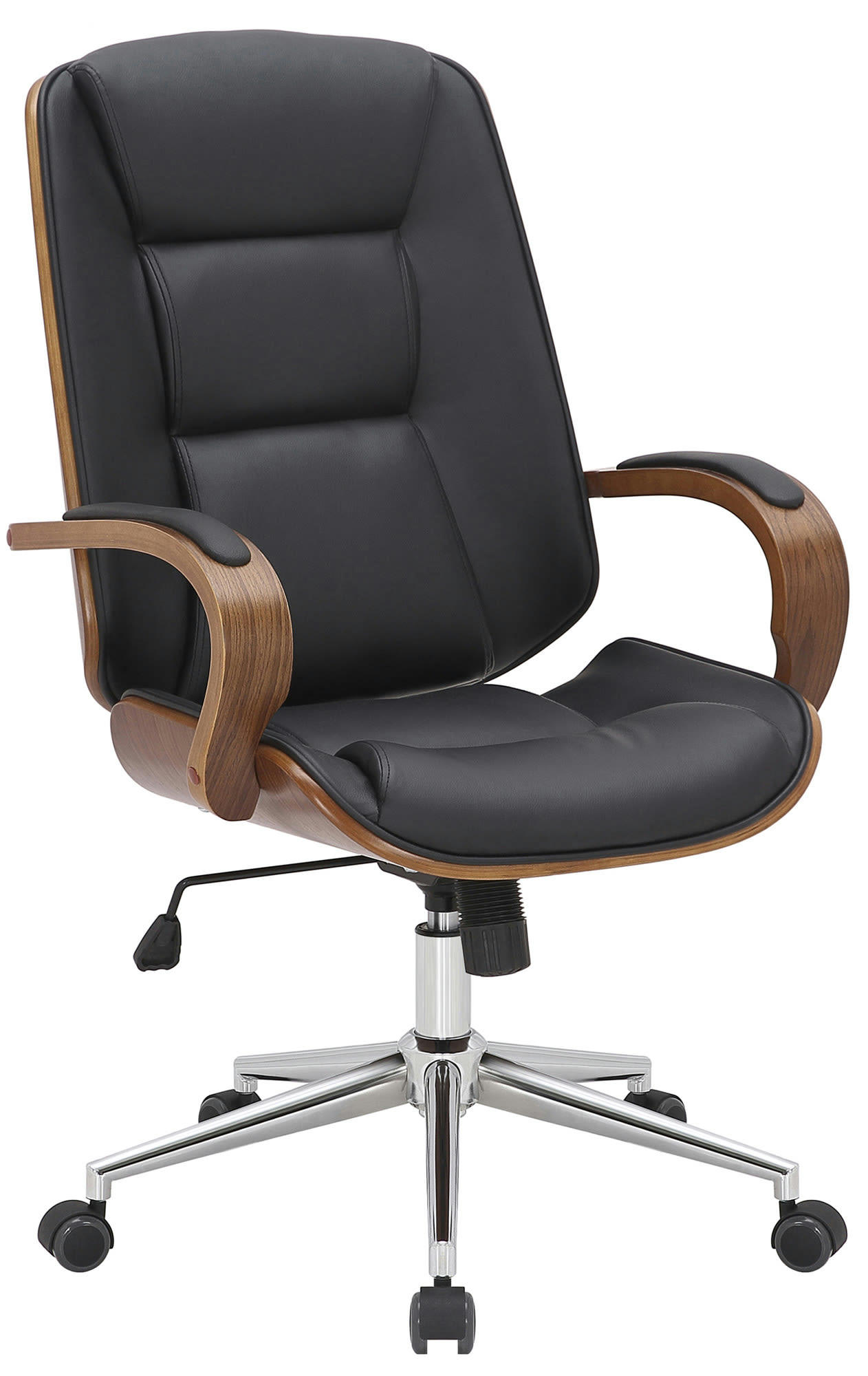 YANKTON - Chaise de bureau réglable en similicuir Noyer / Noir