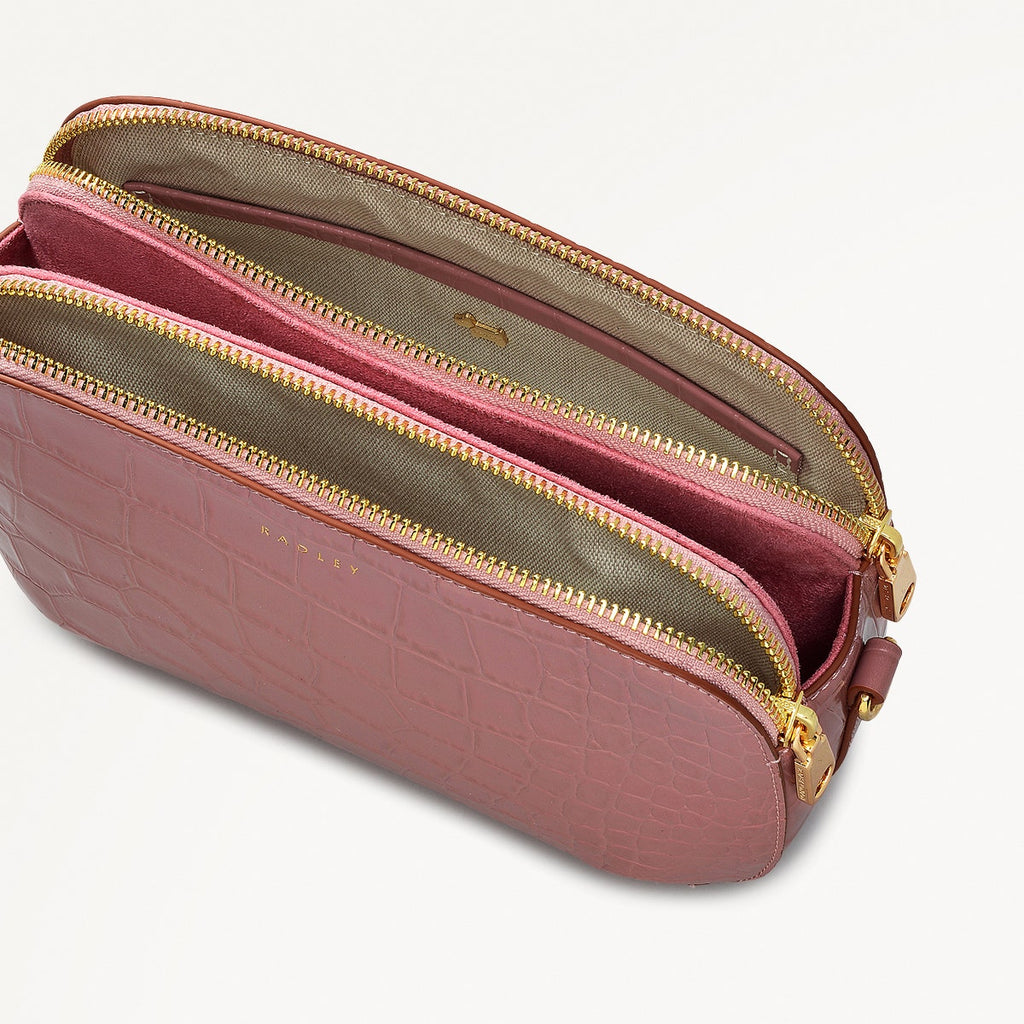 Dukes Place - Faux Croc - Medium Ziptop Cross Body Bag