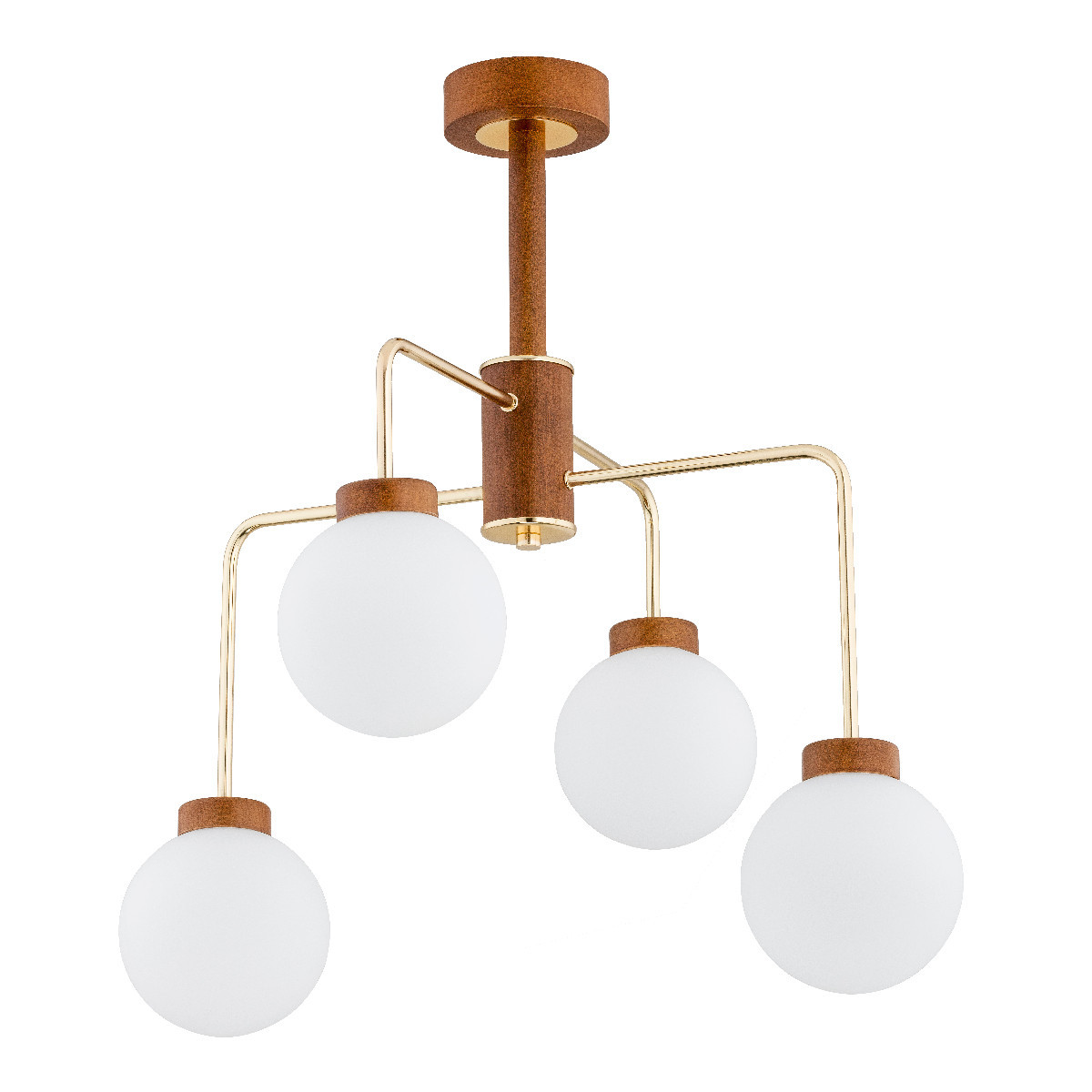 Lampa wisząca jasne drewno-biała-złota CHOKO 4xE14x10W Alfa