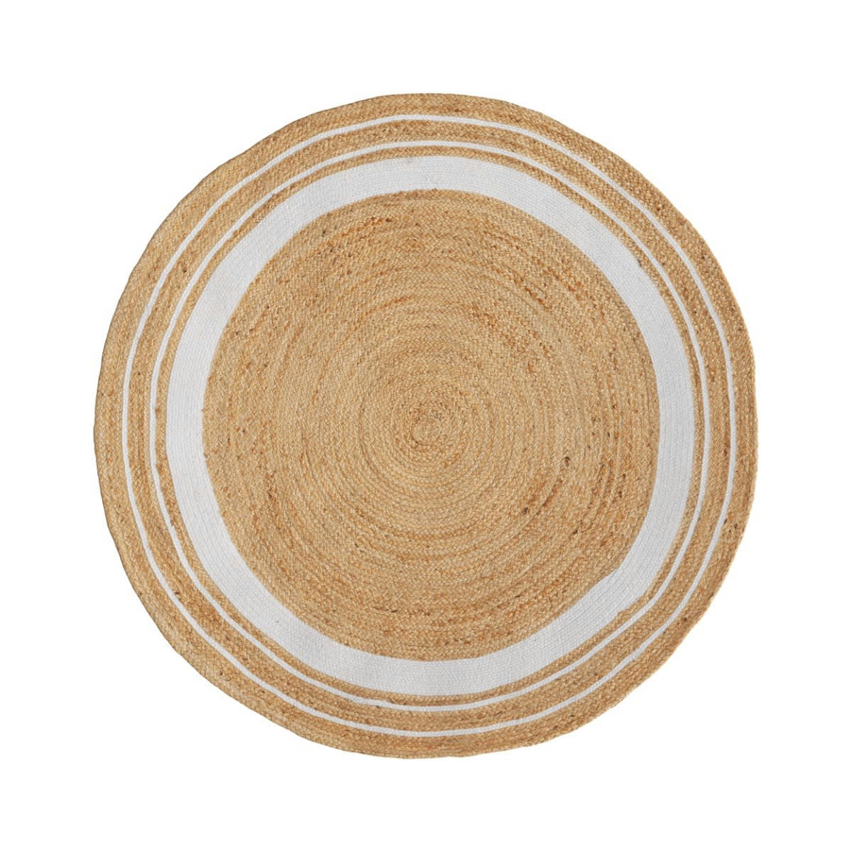 ANAÏS - Tapis rond en jute naturel et blanc D150 cm