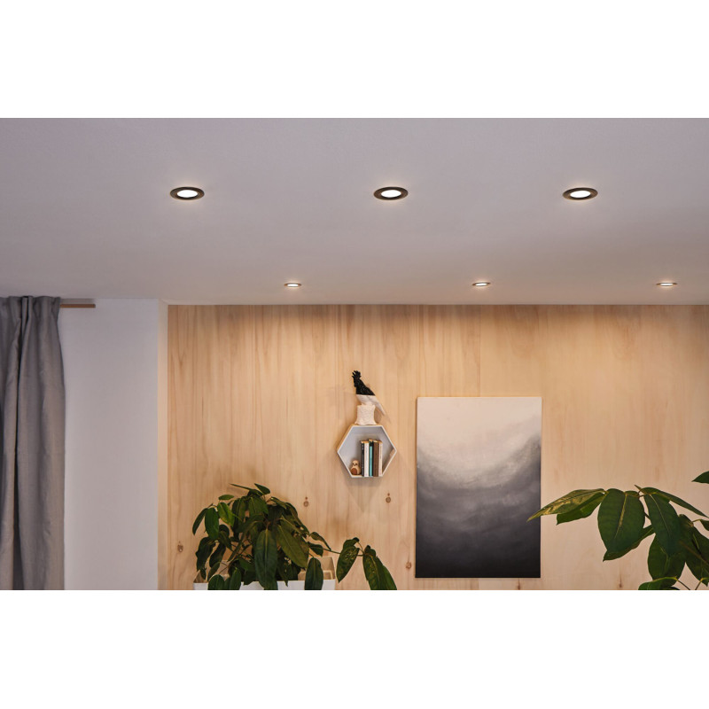 Spot encastrable LED Nova noir blanc chaud IP44 6 W 3 pièces PAULMANN