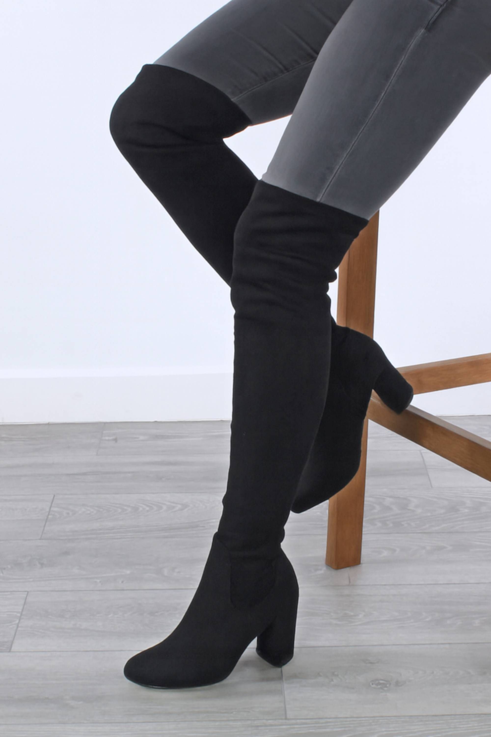 AJVANI Stretchy Sock High Heel Over The Knee Boots